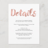 Moderne Roos Gold Love Wedding Details Kaart (Voorkant)