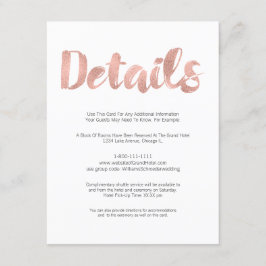 Moderne Roos Gold Love Wedding Details Kaart