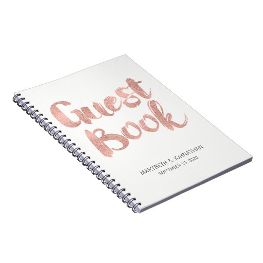 Moderne Roos Gold Love Wedding Guest Book Notitieb Notitieboek (Rechterzijde)