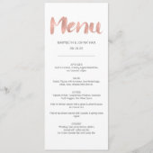 Moderne Roos Gold Love Wedding Menu Card (Voorkant)