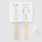 Moderne Roos Gold Love Wedding Program Fan Handwaaier (Voorkant en achterkant)
