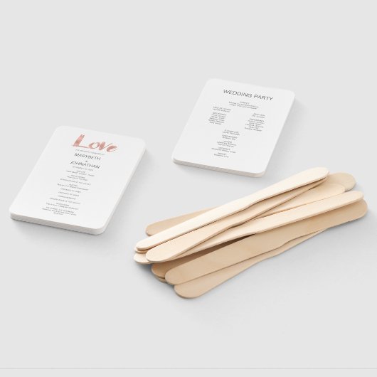 Moderne Roos Gold Love Wedding Program Fan Handwaaier (Niet-gemonteerd)