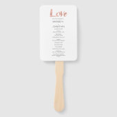 Moderne Roos Gold Love Wedding Program Fan Handwaaier (Voorkant)