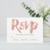 Moderne Roos Gold Love Wedding RSVP Kaart (Staand voorkant)
