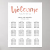 Moderne Roos Gold Love Wedding Seating Chart Poster (Voorkant)