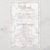 Moderne Roos Gold Marble Budget Wedding Programme Flyer (Voorkant)