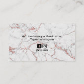 Moderne Roos Gold Marble Business Hartelijk dank Visitekaartje (Achterkant)