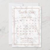 Moderne Roos Gold Marble Calendar Wedding Save The Date (Voorkant)