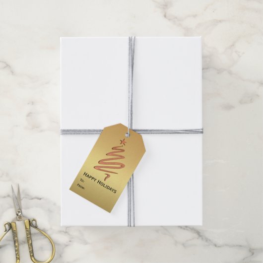 Moderne Roos Gold Metallic Feestdagen - Label Cadeaulabel (Met Touw)