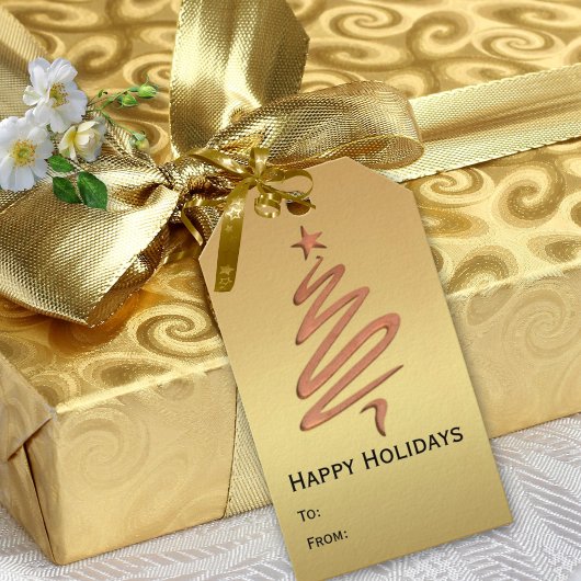 Moderne Roos Gold Metallic Feestdagen - Label Cadeaulabel