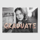 Moderne Roos Gold Metallic Foto Afstuderen Magnetische Uitnodiging (Voorkant)