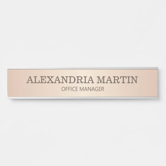 Moderne Roos Gold Metallic Name Functie Titel Deur Deurbordje (Voorkant)