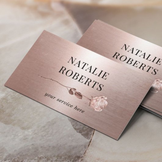 Moderne Roos Gold Metallic Roos Flower Salon Spa Visitekaartje