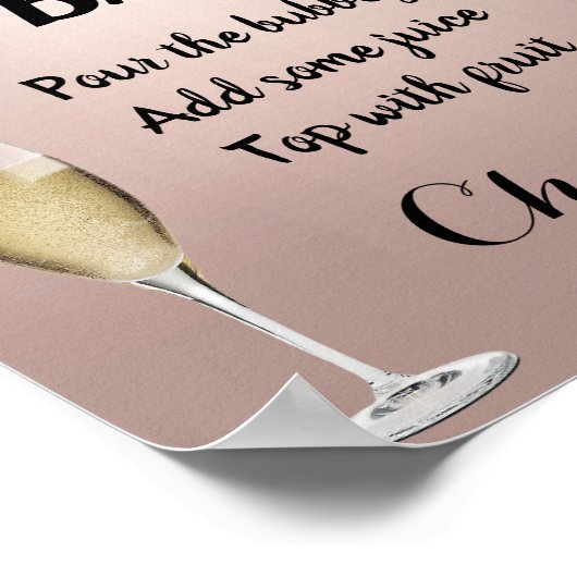 Moderne Roos Gold Mimosa Bar-teken Poster (Hoek)