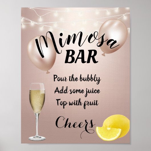 Moderne Roos Gold Mimosa Bar-teken Poster (Voorkant)