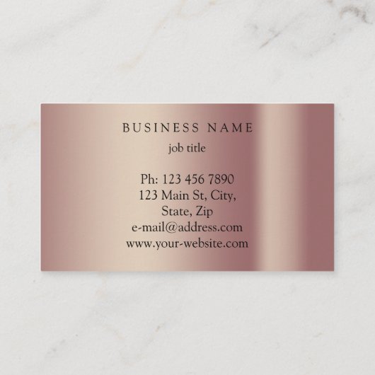 Moderne Roos Gold Minimale zijde Metallic White Visitekaartje (Achterkant)