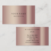 Moderne Roos Gold Minimale zijde Metallic White Visitekaartje (Voorkant / Achterkant)
