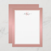 Moderne Roos Gold Monogram Chic Girly Note Card Notitiekaartje (Voorkant / Achterkant)