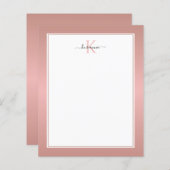 Moderne Roos Gold Monogram Chic Girly Note Kaart (Voorkant / Achterkant)