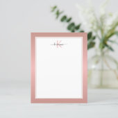 Moderne Roos Gold Monogram Chic Girly Note Kaart (Staand voorkant)