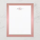 Moderne Roos Gold Monogram Chic Girly Note Kaart (Voorkant)