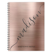 Moderne Roos Gold Monogram Script Name Notitieboek (Voorkant)