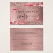 Moderne Roos Gold Nail-technicus Cadeaubon Visitekaartje (Voorkant /achterkant)