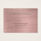 Moderne Roos Gold Nail-technicus Cadeaubon Visitekaartje (Achterkant)