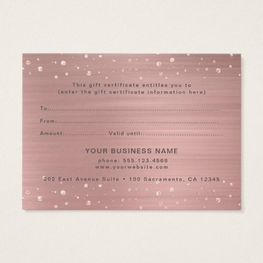 Moderne Roos Gold Nail-technicus Cadeaubon Visitekaartje (Achterkant)