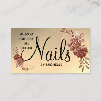 Moderne Roos Gold Nail-technicus floral Visitekaartje