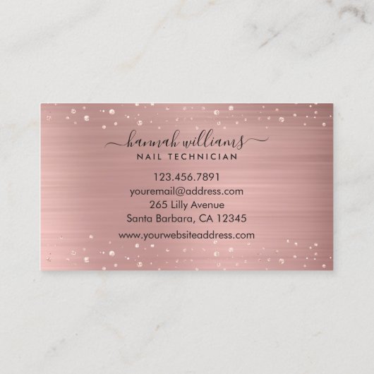 Moderne Roos Gold Nail-technicus Visitekaartje (Achterkant)