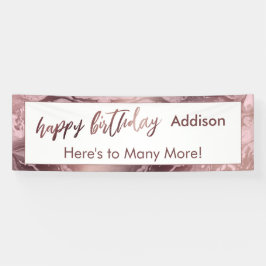 Moderne Roos Gold Pastel Pink Stripe Happy Birthda Spandoek