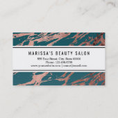 Moderne Roos Gold Peacock Blauwgroen marmer Visitekaartje (Achterkant)