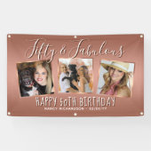 Moderne Roos Gold Photo Collage 50e verjaardag Spandoek (Horizontaal)