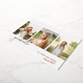 Moderne Roos Gold Photo Collage Afstuderen Folie Uitnodiging (Gedraaid)