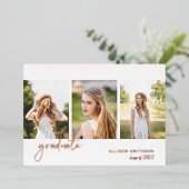 Moderne Roos Gold Photo Collage Afstuderen Folie Uitnodiging (Staand Voorkant)