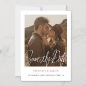 Moderne Roos Gold Photo Wedding Save the Date Magnetische Uitnodiging (Voorkant)