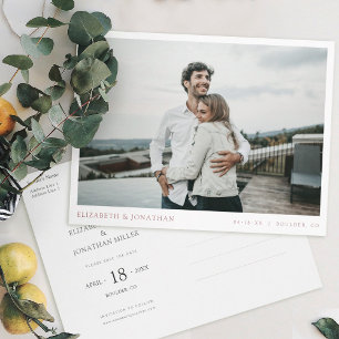 Moderne Roos Gold Photo Wedding Save the Date Uitnodiging Briefkaart
