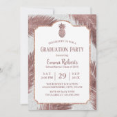 Moderne Roos Gold Pineapple Luau Graduation Party Kaart (Voorkant)