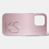 Moderne Roos Gold Pink - Aangepast monogram Case-Mate iPhone Case (Achterkant (horizontaal))