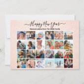 Moderne Roos Gold Pink Elegant Script Photo Collag Feestdagenkaart (Voorkant)