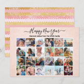 Moderne Roos Gold Pink Elegant Script Photo Collag Feestdagenkaart (Voorkant / Achterkant)