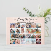 Moderne Roos Gold Pink Elegant Script Photo Collag Feestdagenkaart (Staand voorkant)