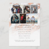 Moderne Roos Gold Pink Marble Memorial Funeral Programmakaart (Achterkant)