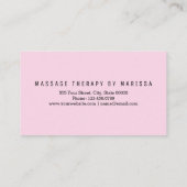 Moderne Roos Gold Pink Simple Massage Therapist Visitekaartje (Achterkant)