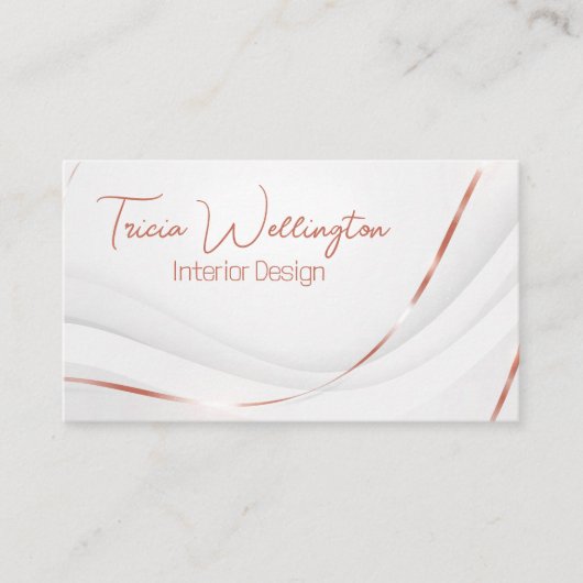 Moderne Roos Gold Ribbon Visitekaartje (Voorkant)