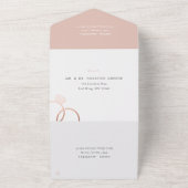 Moderne Roos Gold Rings Blush Wedding All In One Uitnodiging (Buitenkant)