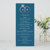 Moderne Roos Gold Rings Custom Wedding Program Programmakaart (Staand voorkant)