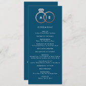 Moderne Roos Gold Rings Custom Wedding Program Programmakaart (Voorkant / Achterkant)