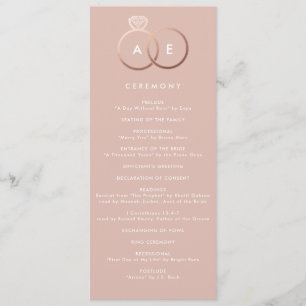 Moderne Roos Gold Rings Custom Wedding Program Programmakaart